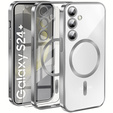 Case for Samsung Galaxy S24+ Plus, Electro MagSafe, silver + Screen Glass