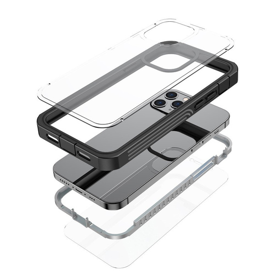 Case for iPhone 12/12 Pro, Shockproof, with film, black