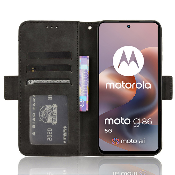 Flip case for Motorola Moto G86 5G, Card Slot, black