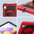 Armoured case for Xiaomi Redmi Pad 2, with stand and shoulder strap – red and black