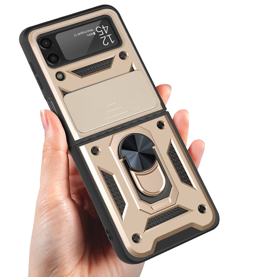 Case for Samsung Galaxy Z Flip3 5G, CamShield Slide, gold