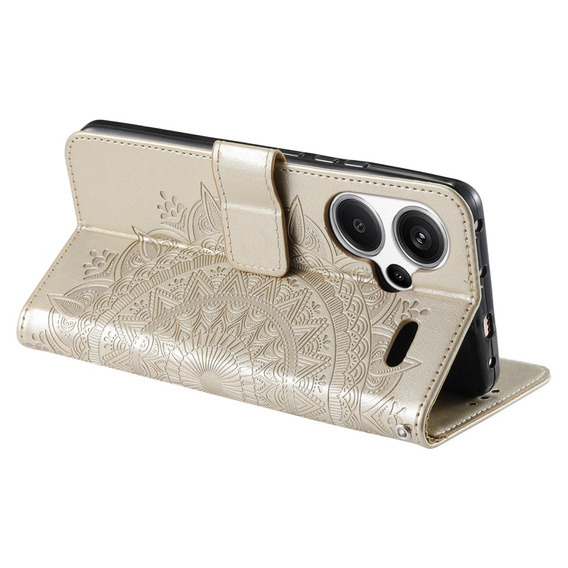 Flip case for Xiaomi Redmi Note 13 Pro+, Mandala, gold