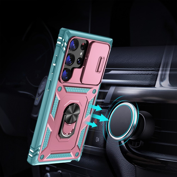 Case for Samsung Galaxy S23 Ultra, CamShield Slide, pink / green