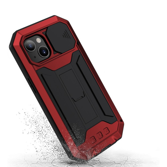 Case for iPhone 13, R-JUST CamShield Slide, armoured, red / black