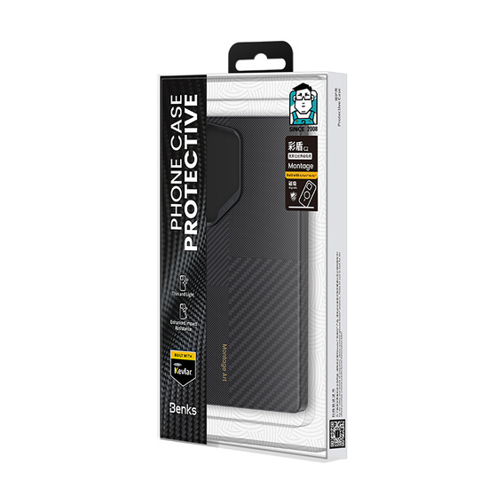 BENKS Kevlar Case for Samsung Galaxy S25 Ultra, for MagSafe, Carbon Fiber, black