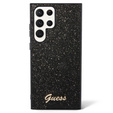 GUESS Case for Galaxy S24 Ultra, Glitter Script Hardcase, black