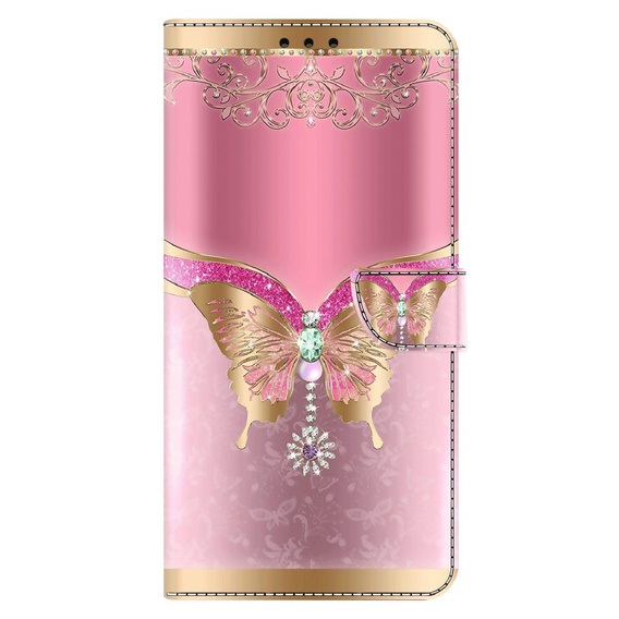 Flip case for Xiaomi Redmi Note 12 4G, Wallet Butterfly, pink