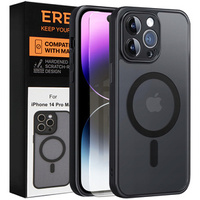 Case for iPhone 14 Pro Max, for MagSafe, ERBORD Matt Case, black + Screen Glass