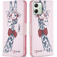 Flip case for Motorola Moto G54 5G, Wallet, giraffe, pink