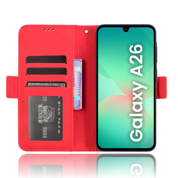 Flip case for Samsung Galaxy A26, Card Slot, red
