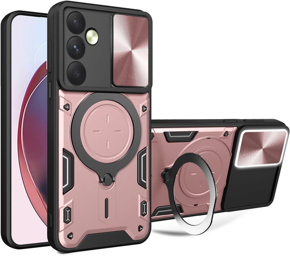 Armor case for Samsung Galaxy M55 5G, CamShield Slide, pink rose gold
