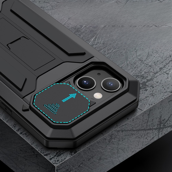Case for iPhone 13, R-JUST CamShield Slide, armoured, black