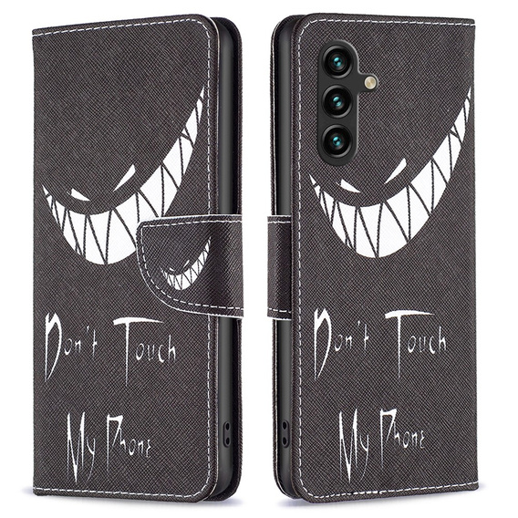 Flip case for Samsung Galaxy A55 5G, Wallet, Don't Touch My Phone, black