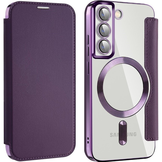 Flip case for Samsung Galaxy S22 5G, RFID Wallet MagSafe CamShield, purple