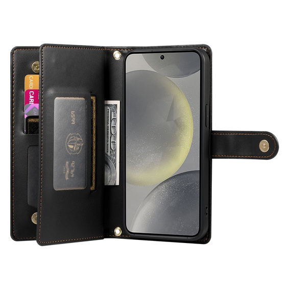 Flip case for Samsung Galaxy S25, Wallet Zipper Pocket, black