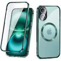 Magnetic Dual Glass MagSafe case for iPhone 16, green