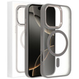 Case for iPhone 16 Pro Max, for MagSafe, ERBORD Matt Case, transparent / titanium + Screen Glass