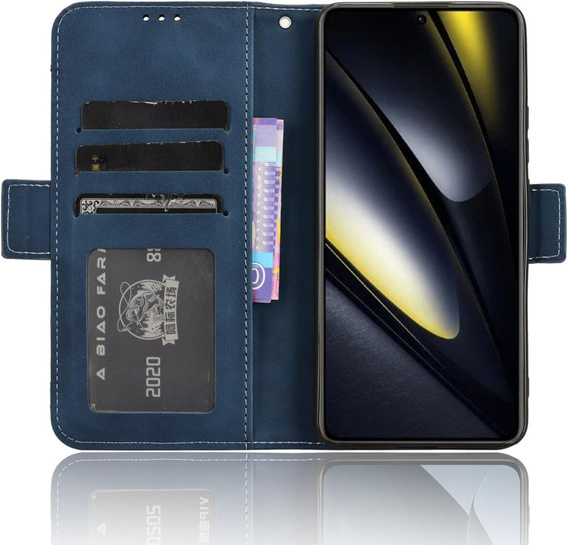 Flip case for Xiaomi Poco F6, Card Slot, dark blue