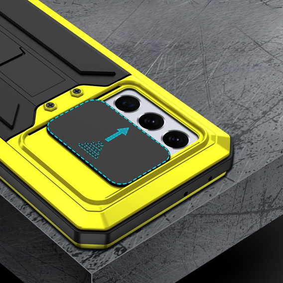 Case for Samsung Galaxy S21 Ultra, R-JUST CamShield Slide, armoured, yellow / black