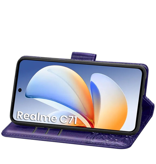 Flip case for Realme C71, Butterfly, purple
