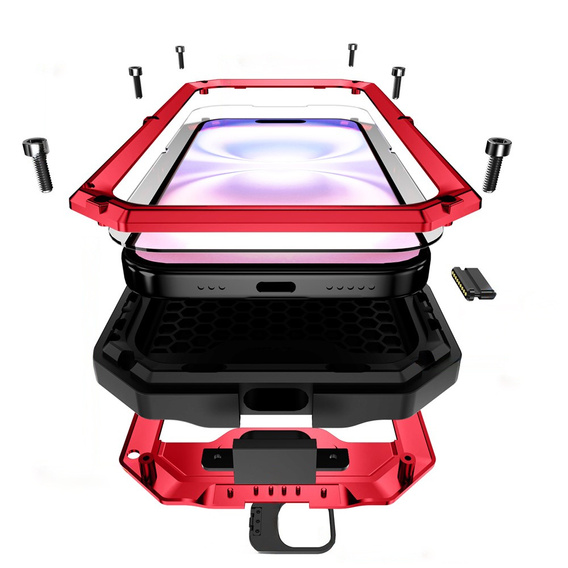 R-JUST armoured case with screen protector and stand for iPhone 17