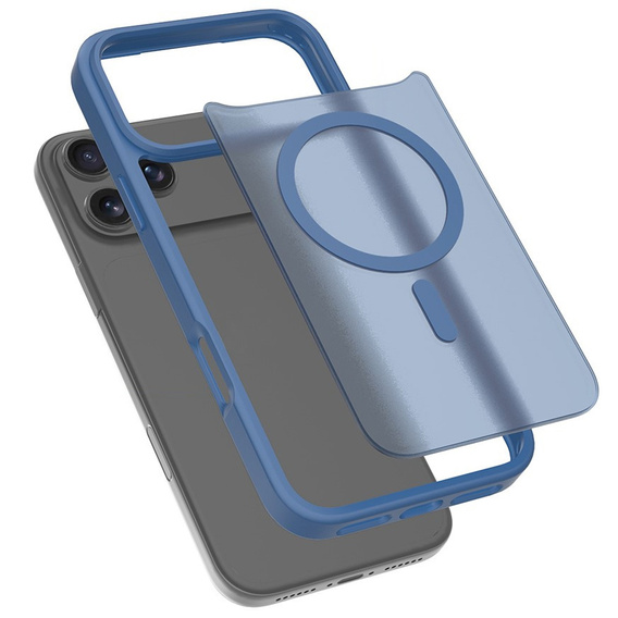 Matt Case for iPhone 17 Pro Max, for MagSafe, translucent blue