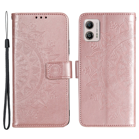 Flip case for Motorola Moto G53 5G, Mandala Flower, pink rose gold