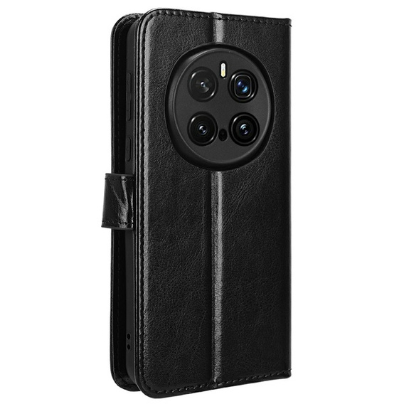 Flip case for Honor Magic 7 Pro, Crazy Horse Wallet, black