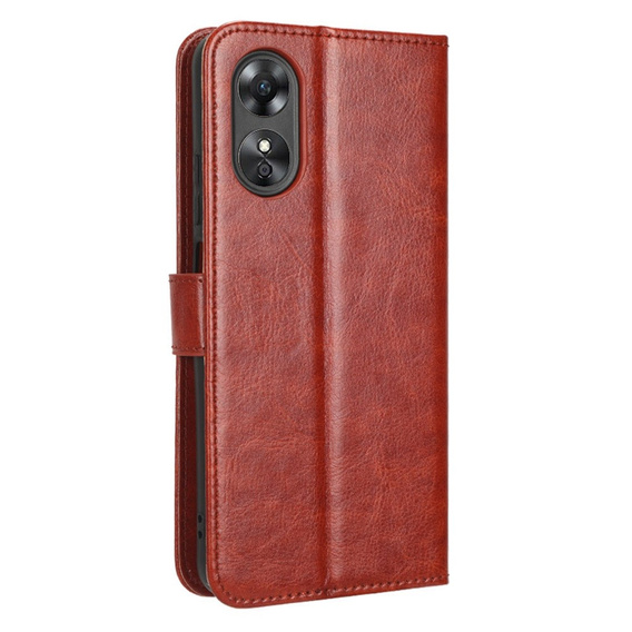 Flip case for Oppo A17, Crazy Horse Wallet, brown