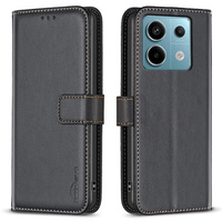 Flip case for Xiaomi Redmi Note 13 Pro 4G / Xiaomi Redmi Note 14S / Xiaomi Poco M6 Pro 4G, BINFEN Wallet, black