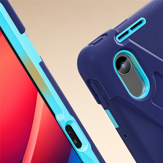 Children's case for Lenovo Tab M11, armored with strap, navy blue / green