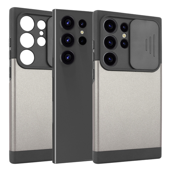 Case for Samsung Galaxy S24 Ultra, ERBORD MagProtect Slide Camera, gray gunmetal