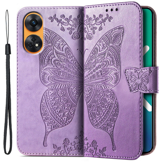 Flip case for Oppo Reno8 T, Butterfly, purple