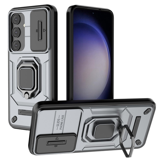 Case for Samsung Galaxy S24, KickStand Camera Lens, grey