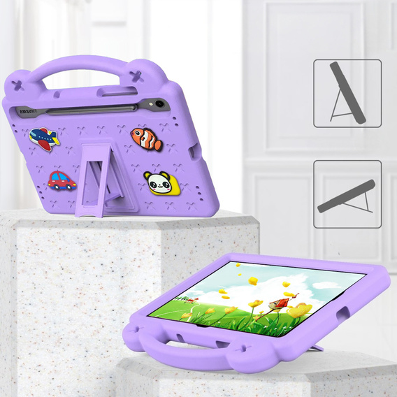 Children's case for Samsung Galaxy Tab S10 Lite / S10 FE / S9 FE, Cute Patterns, with stand, purple