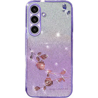 Case for Samsung Galaxy S23 FE, Glitter Flower, purple