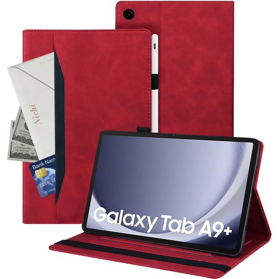 Case for Samsung Galaxy Tab A9+, Classic, with space for stylus, red