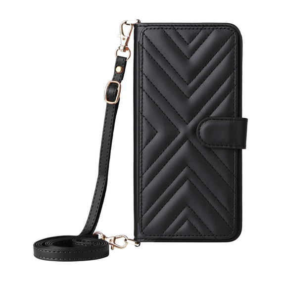 Crossbody Leather Wallet flip case for Oppo Reno 13 Pro 5G, black