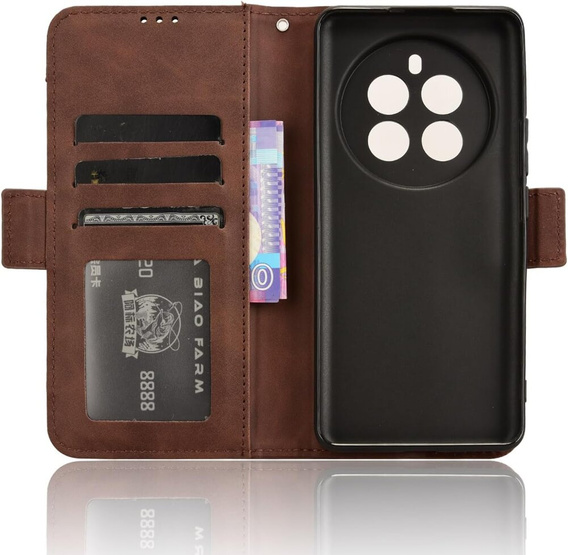 Flip case for Realme 12+ Plus 5G, Card Slot, brown