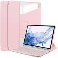 Keyboard case for Samsung Galaxy Tab S9, Rotary 360° Leather, pink rose gold