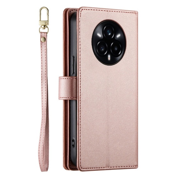 Flip case for Realme 14 Pro+ 5G, Wallet Zipper Pocket, pink