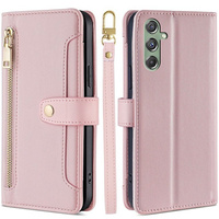 Flip case for Samsung Galaxy M34, Wallet Zipper Pocket, pink
