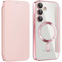 Flip case for Samsung Galaxy S25 FE, RFID Wallet MagSafe CamShield, pink