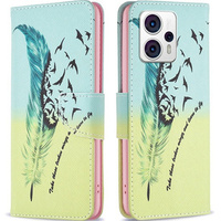 Flip case for Motorola Moto G53 5G / G23 / G13, Wallet, feather, blue