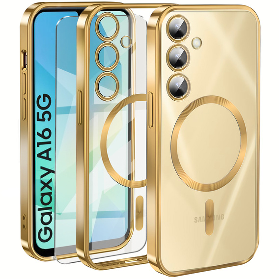 Case for Samsung Galaxy A16, Electro MagSafe, gold + Screen Glass