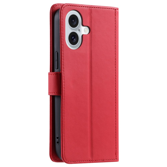 Flip case for iPhone 16, Rhombus Crossbody Leather, red
