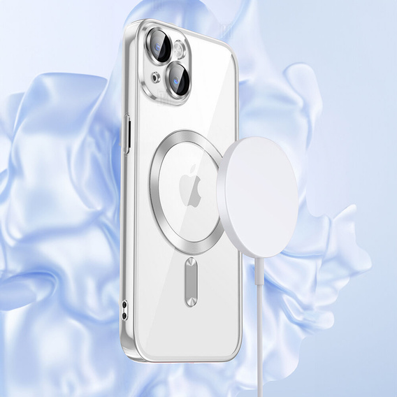 Case for iPhone 13, Electro MagSafe, silver + Screen Glass