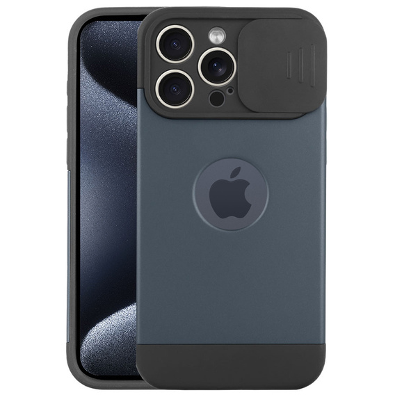Case for iPhone 15 Pro Max, ERBORD MagProtect Slide Camera, titanium blue