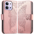 Flip case for Xiaomi Redmi 15C 4G/LTE, Butterfly, pink rose gold