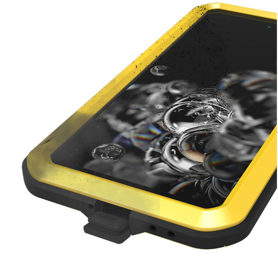 Love Mei Case for Samsung Galaxy S21 FE, armored with glass, yellow